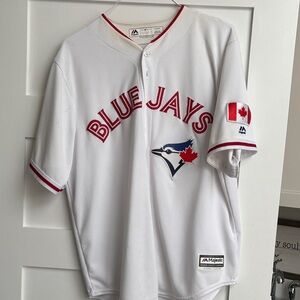 Majestic White Blue Jays Jersey with Red Accents